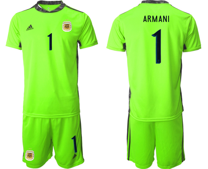 Men 2020-2021 Season National team Argentina goalkeeper green #1 Soccer Jersey2